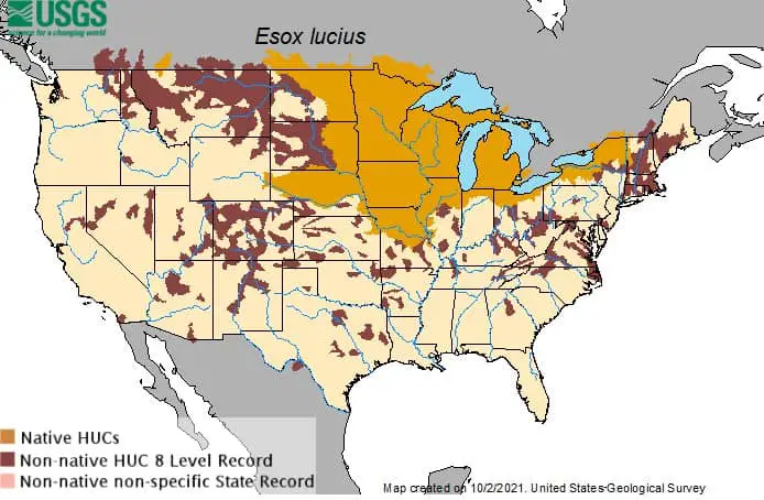 pike habitat map United States